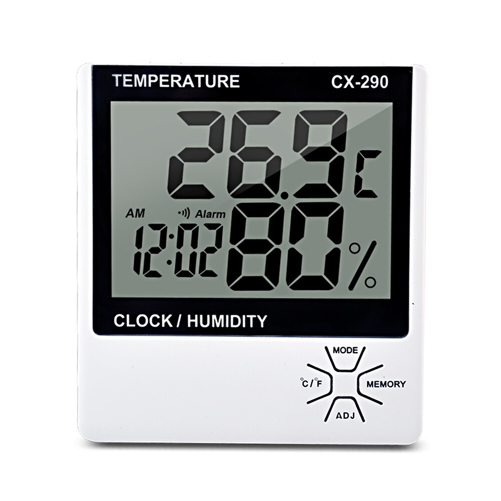 Smart Sensor CX-290 Digital Hygrometer Thermometer Humidity Temperature Meter Tester Weather Station with Calendar & Clock Alarm