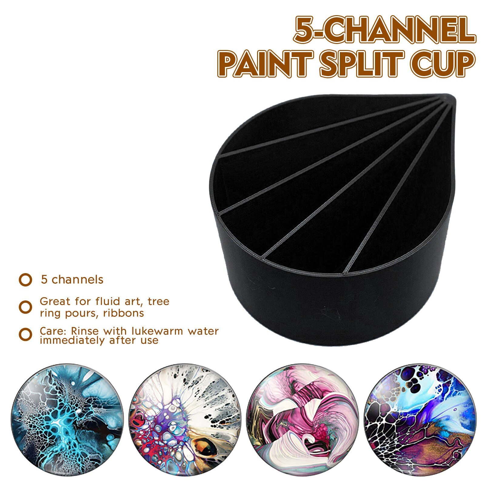 6oz Acrylic Polylactice Pour Cup 5 Channels Paint Pouring Split Cup Fluid Pour Supplies Tree Support and