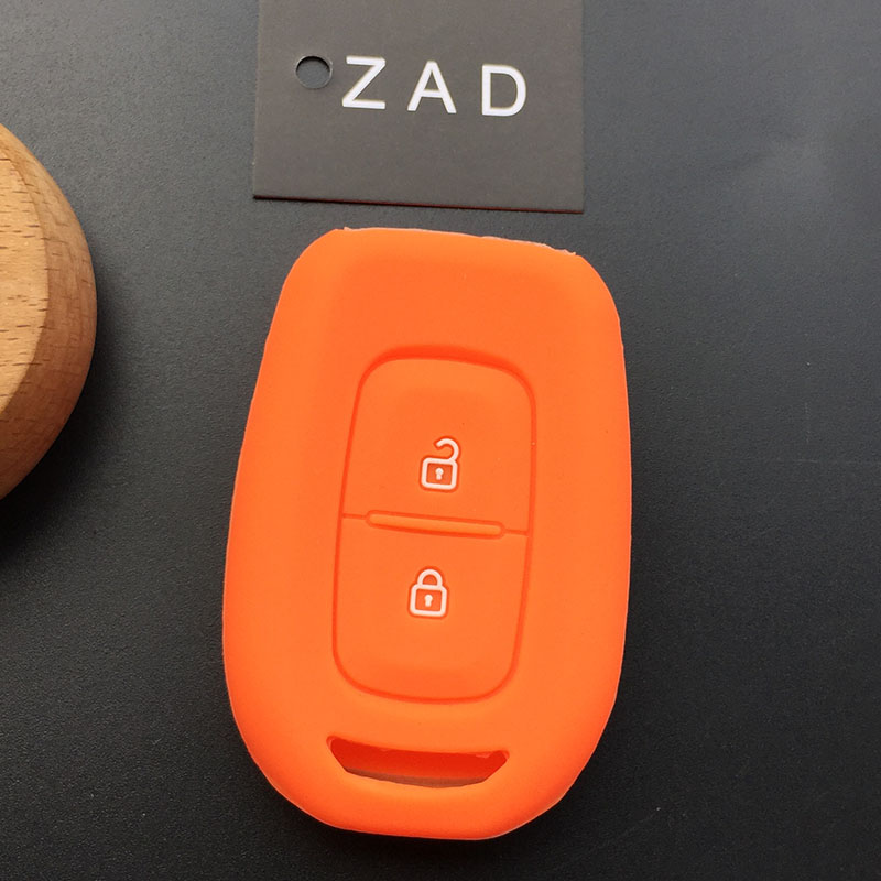 ZAD Silicone rubber car key cover case shell set for Renault Duster dacia scenic master megane 2 button remote key cover: Orange