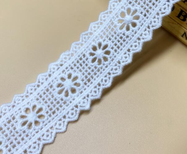 Renda floral bordado de algodão branco, 5 jardas/lote, pequena, fina flor x716: 5 3.5cm