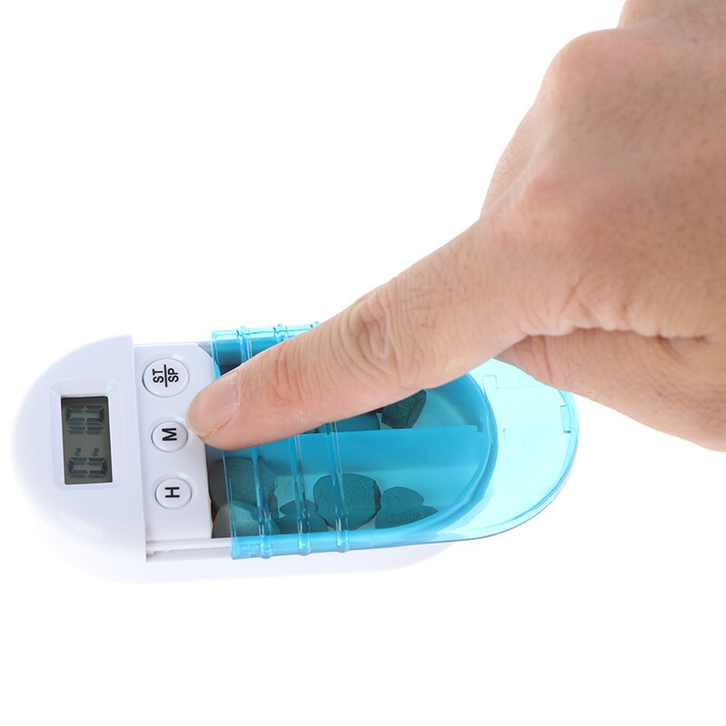 Portable 2 Grid Intelligent Electronic Timing Pill Case Alarm Timer Pills Reminder Storage Box For Travel