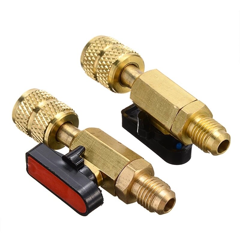 Válvulas de bola recta refrigerante R410A de latón, mangueras de carga de CA de latón de 1/4 "macho a 1/4" / 5/16 "hembra SAE, , 3 uds.