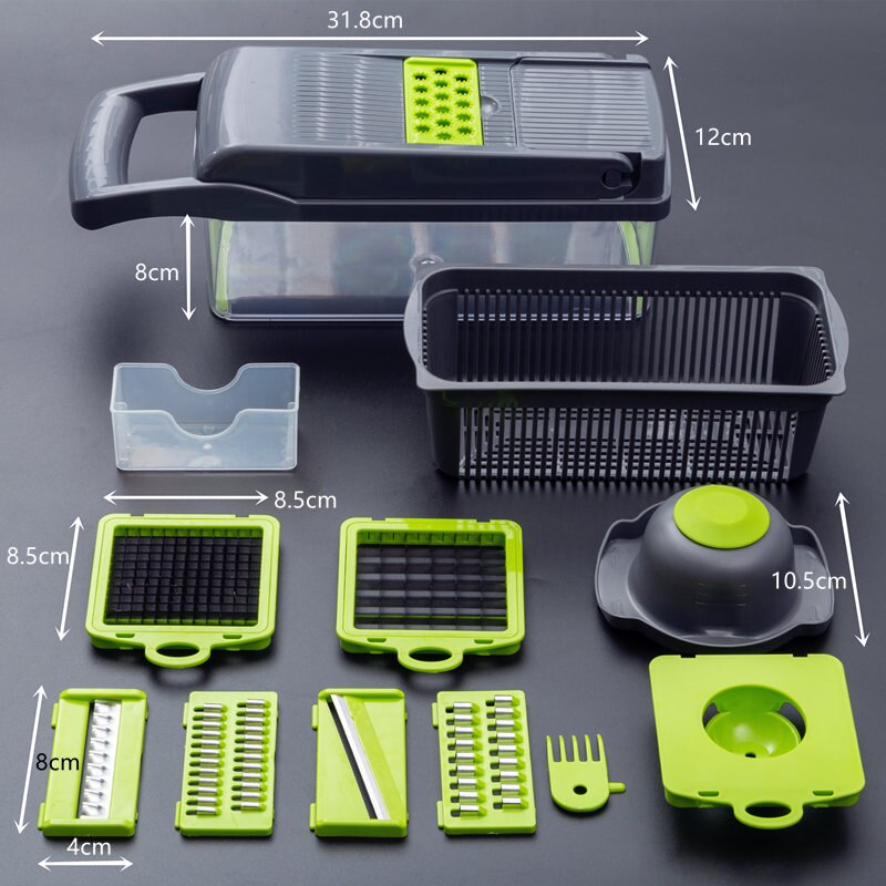 Multifunktionelle grøntsagsskærere 8 in 1 fræser frugtsnitter rivejern shredders afløbskurv gadgets køkken tilbehør