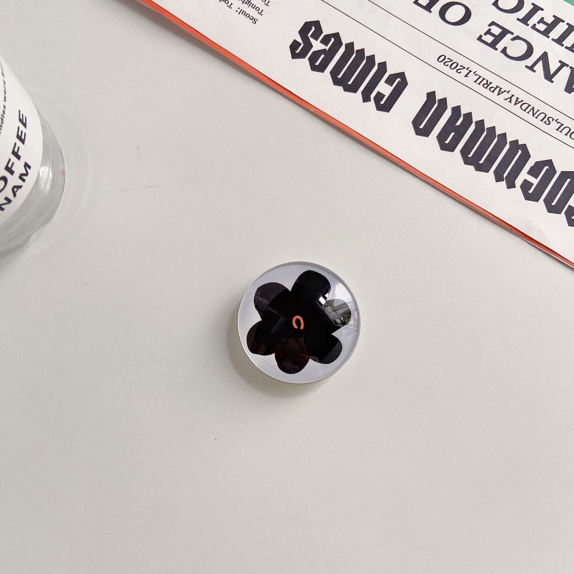 eins Korea Epoxid Ball Griff Tok Halterung Für praktisch fallen Schwarz und Weiß Schachbrett Erde Mond Bälle Griptok Ring Halfter: Schwarz Blume