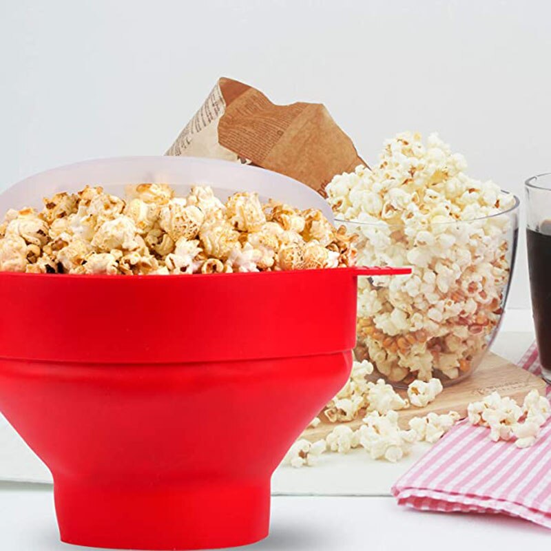 Microwave Silicone Popcorn Maker Food Grade Foldable Kitchen Easy Tools DIY Make Popcorn Bucket Bowl with Lid Bowls