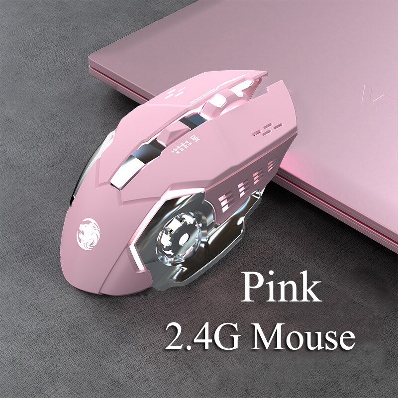Wireless Mouse Rechargeable Mechanical Gaming Gaming Bluetooth Mute Silent Mouse for PC Laptop Tablet iPad Huawei Xiaomi Samsung: Pink 2.4G
