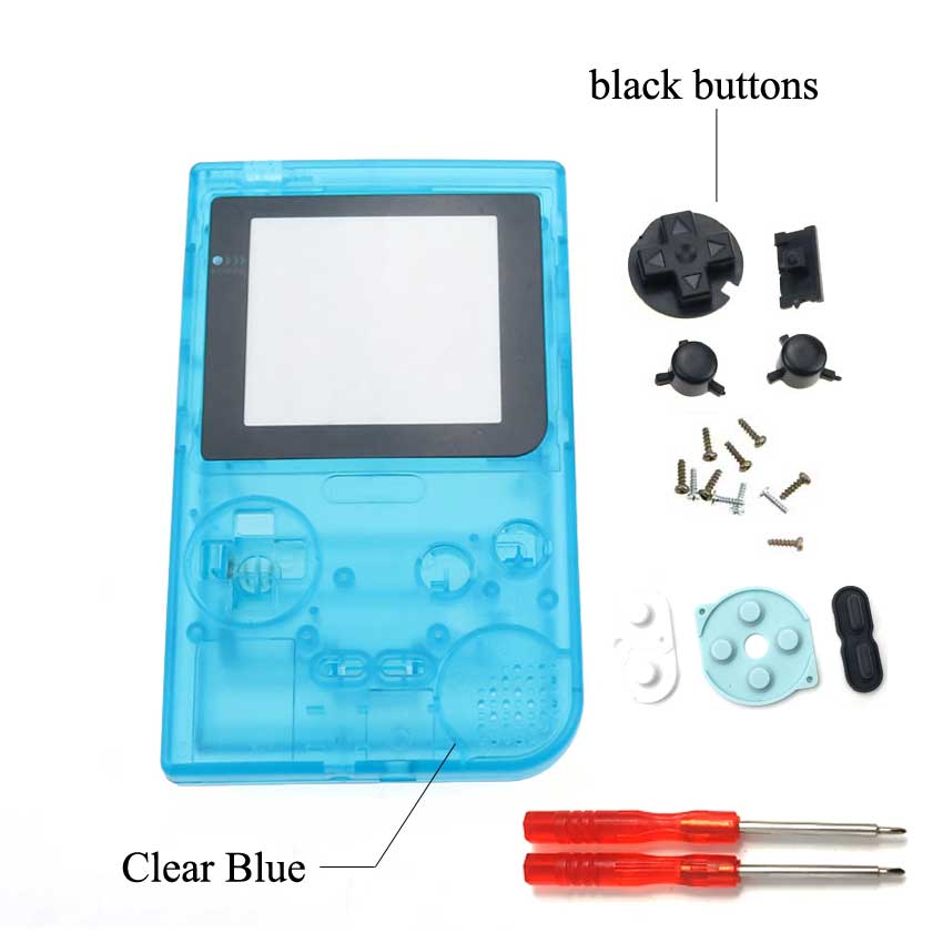 1PCS di Plastica Pieno di Caso Della Copertura Dell'alloggiamento per Gameboy Pocket Console di Gioco per GBP Borsette Caso W/Bottoni Kit pad in gomma A Vite Driver: L Clear Blue