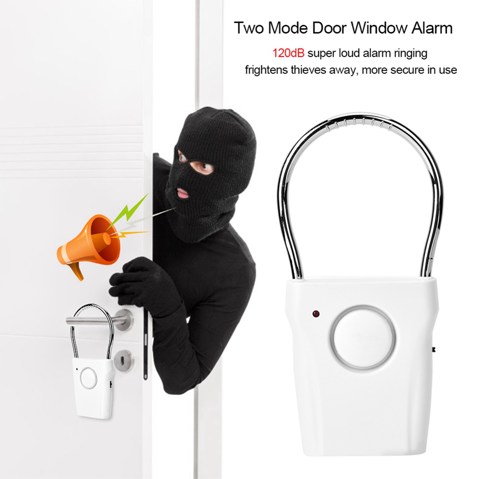 ​120dB Touch Sensor Door Handle Alarm Portable Anti Theft Vibration Window Burglar Alert Home Security