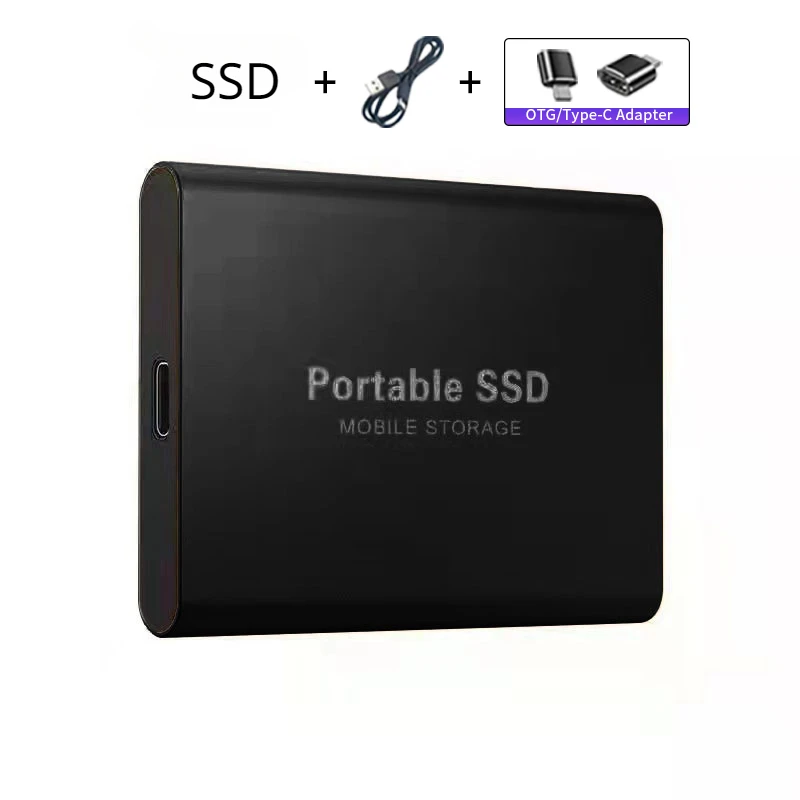 Tragbare externe SSD-Festplatte, 1 TB, USB 3.0-Schnittstelle, Hochgeschwindigkeits-Original-SSD-Solid-State-Festplatte für Laptop/Desktop-Speicher: Black / 3m