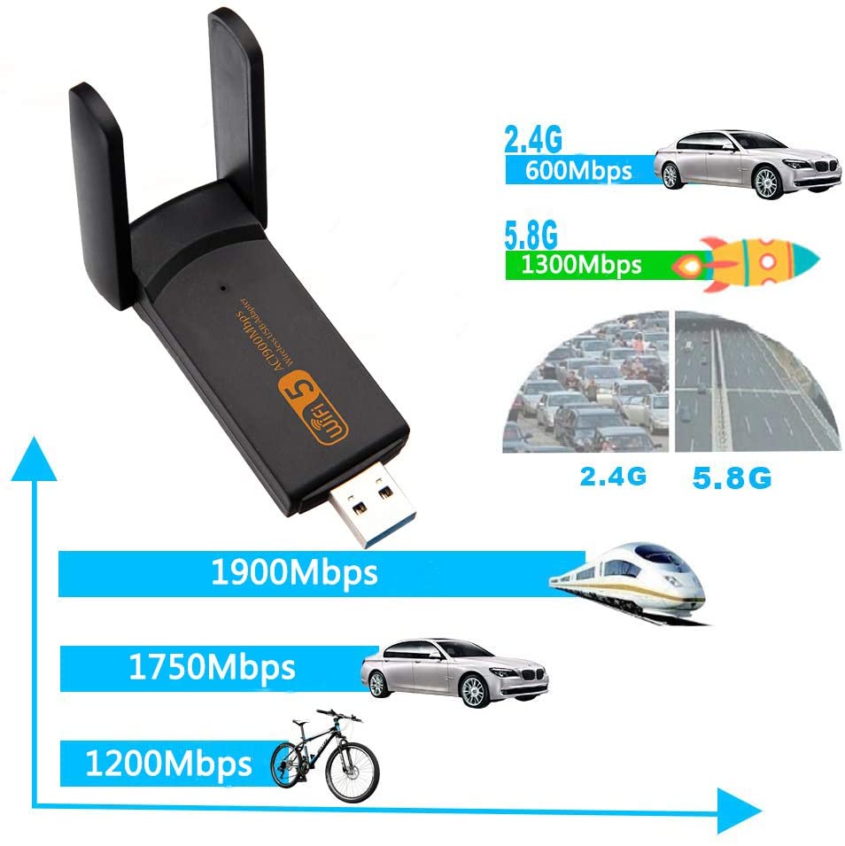 YUNCLOUD USB WIFI Dongle 1900 mbps WIFI Adapter 2.4G/5G Dual Band USB3.0 Network Card USB 3.0 For Windows XP win 7 MAC OS