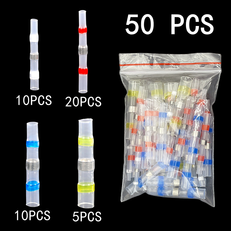 50/100pcs,Soldering Thermal Casing,Waterproof,Solder Seal Heat Shrink Butt Wire Connectors Terminals Electrical Copper with Glue: Ivory