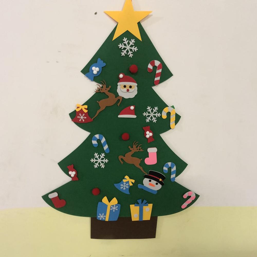 3D Christmas Tree Cartoon Felt Christmas Tree DIY Decoration for Home Door Wall Hanging Ornaments Children