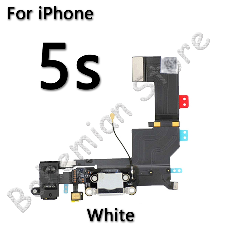 Usb port dock oplader flex til iphone 6 6s plus 7 5 5s se dock ladestik med mikrofon mobiltelefon flex kabel: Til iphone 5s hvid