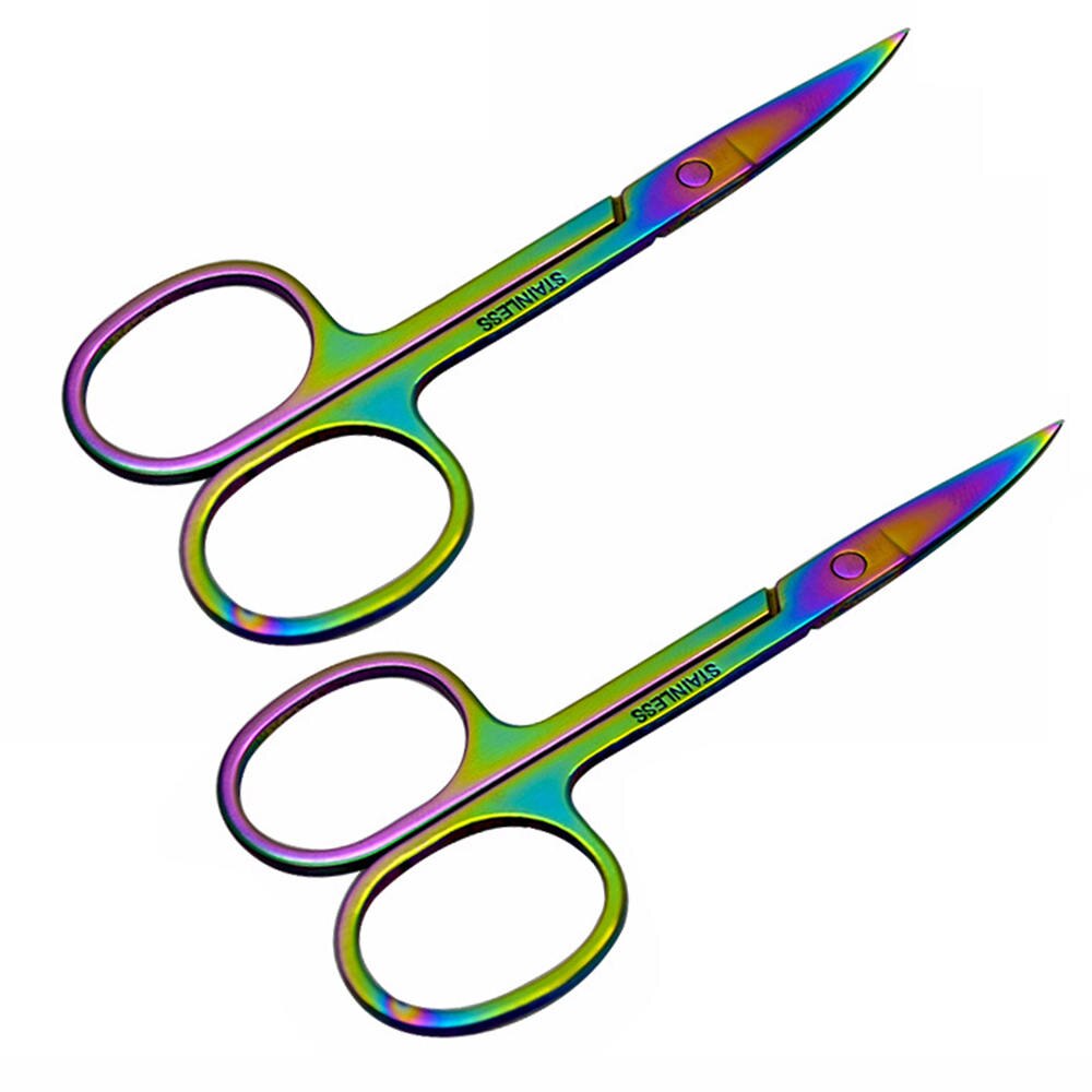 Tijeras de titanio para cejas de acero inoxidable , tijeras de maquillaje para recortar cejas, bolsas para cortar herramientas de belleza