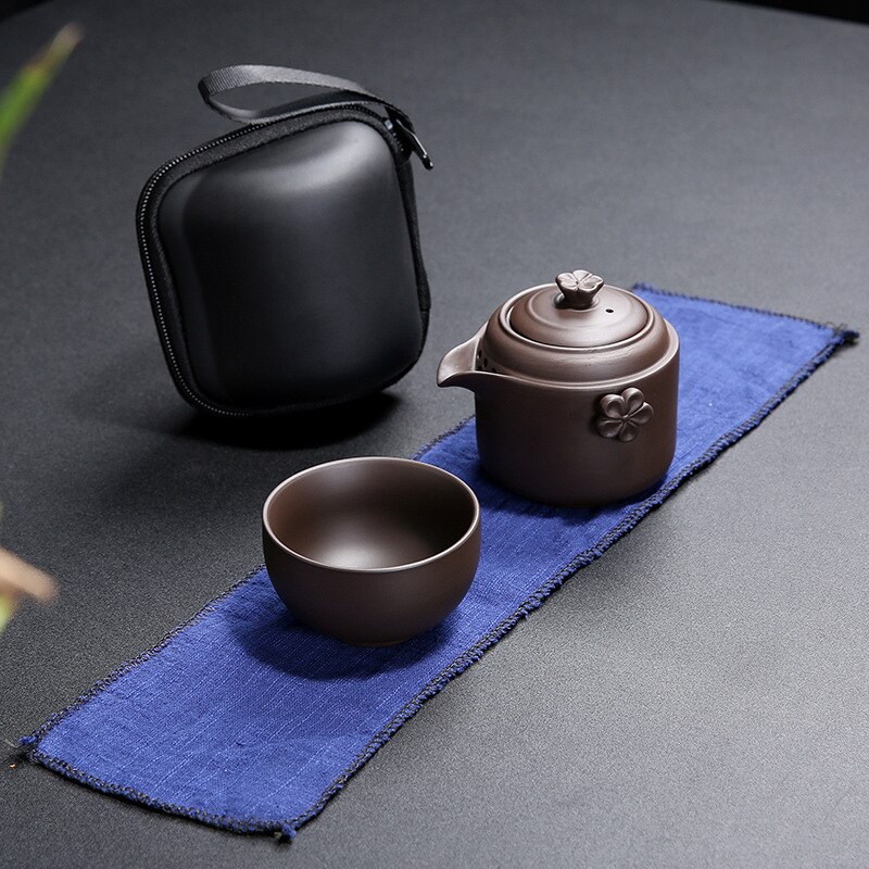 Purple Sand Tea Set Chinese Kung Fu Travel Tea Sets Purple Portable Teapot Set Outdoor Gaiwan Tea Cups of Tea Ceremony Teacup: 01