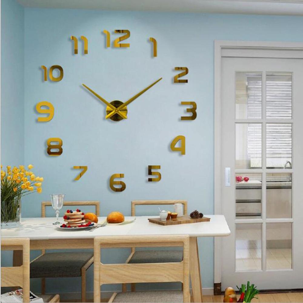 Wandklok quartz horloge 3d wandklokken horloge diy acryl spiegel stickers huisdecoratie woonkamer letterstickers