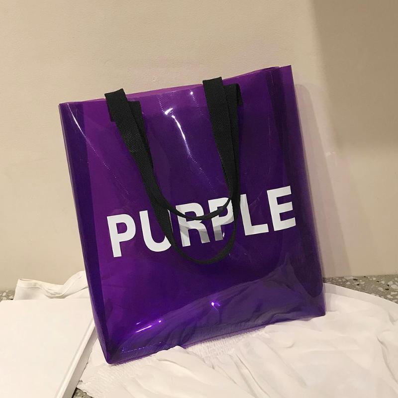 Transparante Vrouwen Boodschappentas Draagbare Holografische Geleizak PVC Clear Strand Tote Bag Vrouwen Schouder Strand Reizen Handtassen