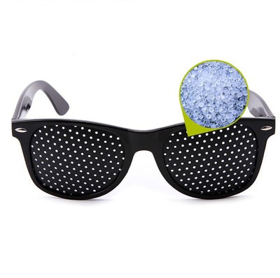Pinhole Glasses For Vision Improvement – Black Round Frame – Lightweight – Made In USA