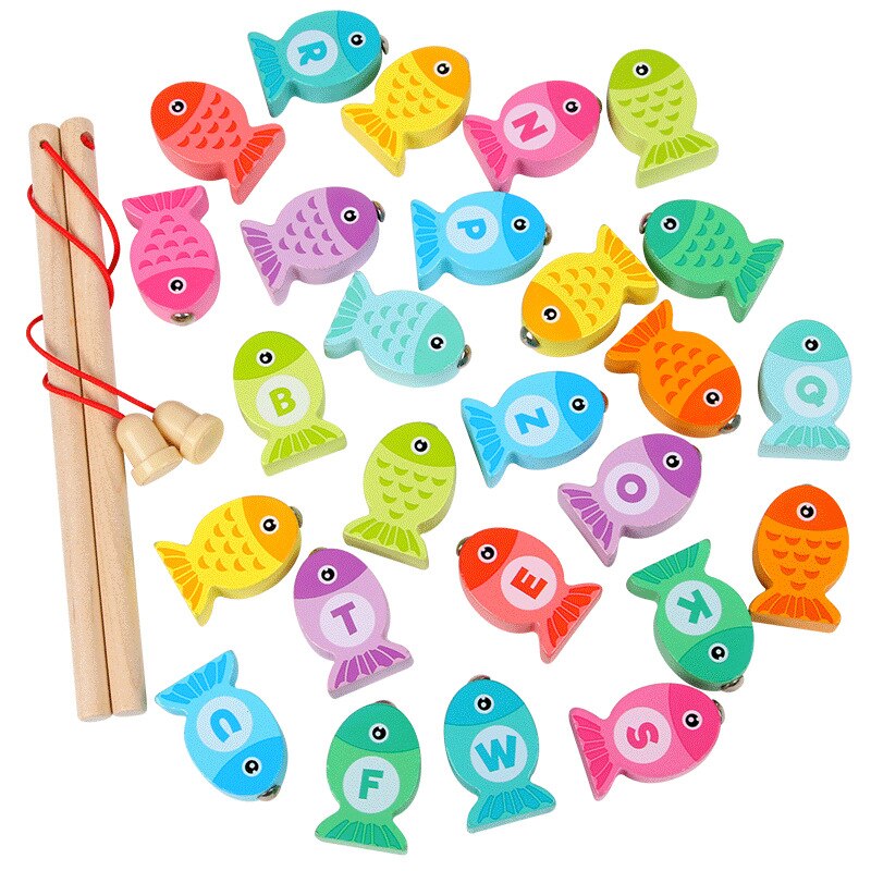 Montessori Wooden Toys For Kids Early Educational Board Math Fishing Count Numbers Matching Digital Shape Sorter Children Toy