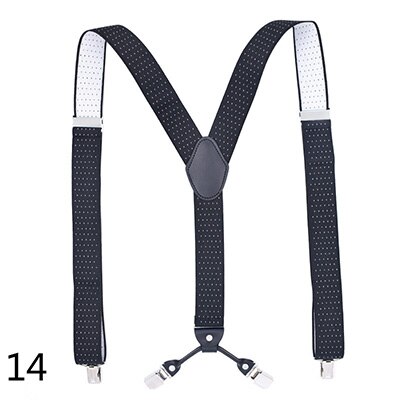 Deepeel 1pc 3.5X125cm Men Suspenders Adult 4 Clips Strap Multicolor Clip Buckles Elastic Male Jockstrap Business Accessories: 14