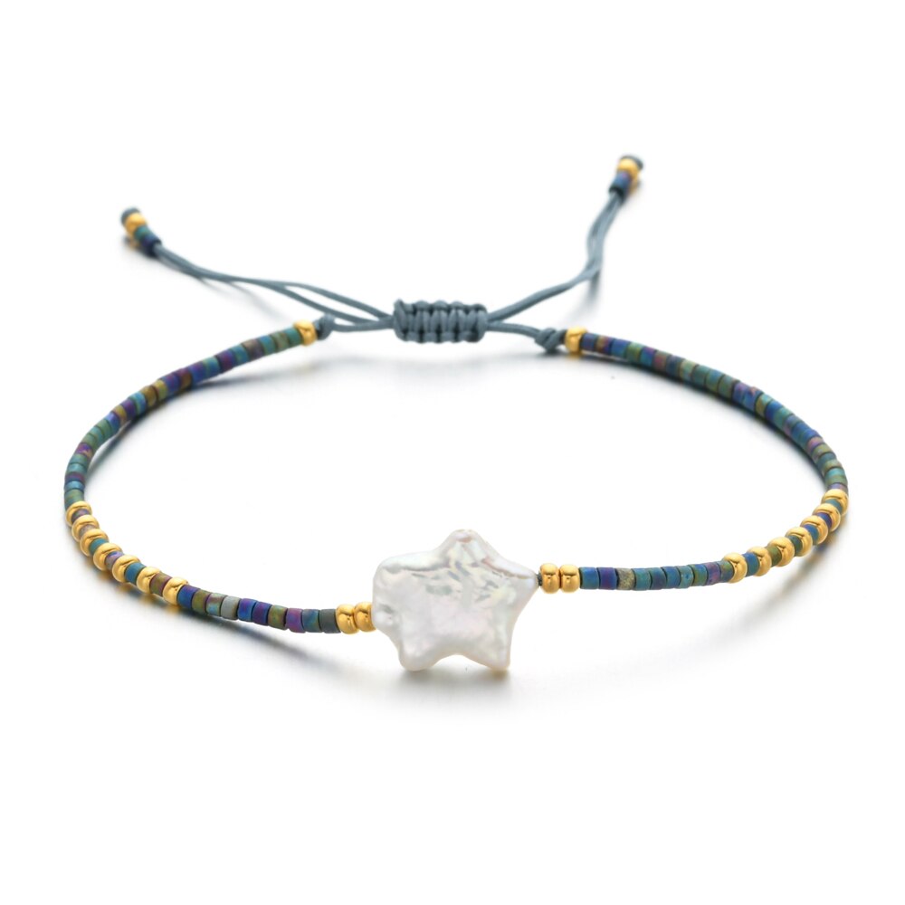 ZMZY Della Boemia di Modo Naturale D'acqua Dolce Bracciali di Perle per le donne Boho Nuovo MIYUKI Perline Fatti A Mano Star Braccialetto Femme Gioielli: E