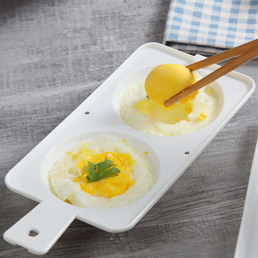 Egg Poacher Microwave Oven Vapor Round Shaped Breakfast Instant Cooker Kitchen Cooking Accessories PP Plastic Egg Tools 2 Slots