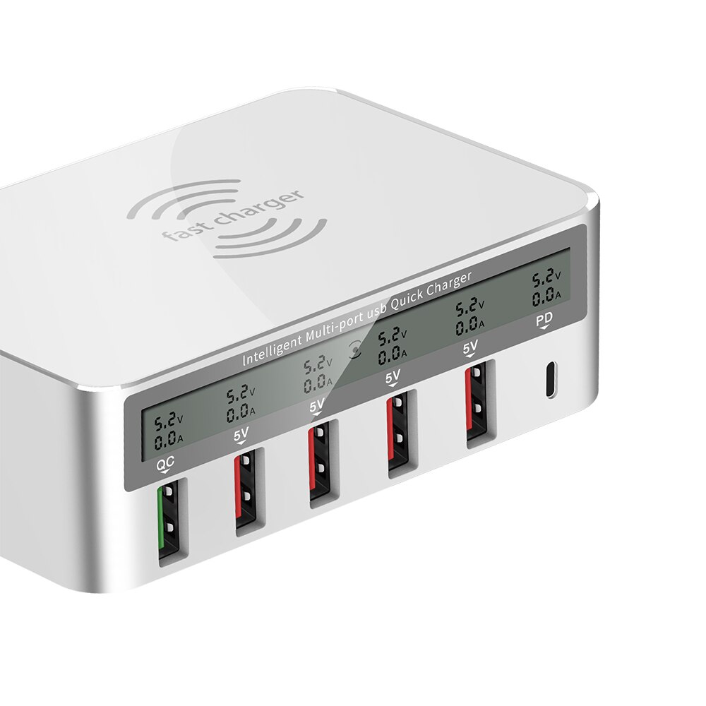 Station De Charge USB 100W 8 Ports | Charge Rapide Avec écran | Port Sans Fil Et Prise UE