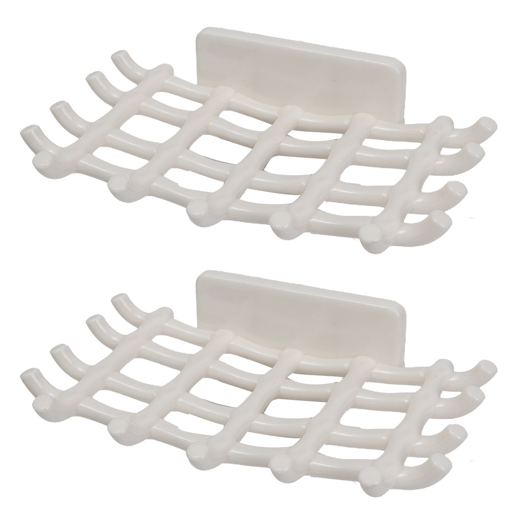 1/5x Soap Bar Holder for Shower Wall Mounted Soap Drain Holder with Hooks Self-Adhesive Storage Dish Bathroom Kitchen Racks: Burgundy