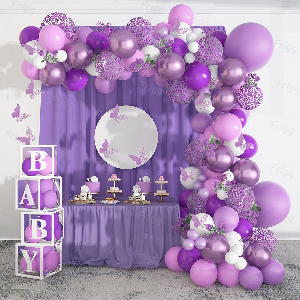 Globos de mariposa púrpura, Kit de arco de guirnalda, globo de látex, decoración para de cumpleaños, niños y adultos, globo de boda, decoración para Baby Shower