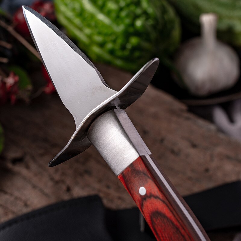 Oyster Knife Wood Handle Seafood Knife Guard Scallops Opener Shell Opening Multi Use Steel Pry Knives Cutter