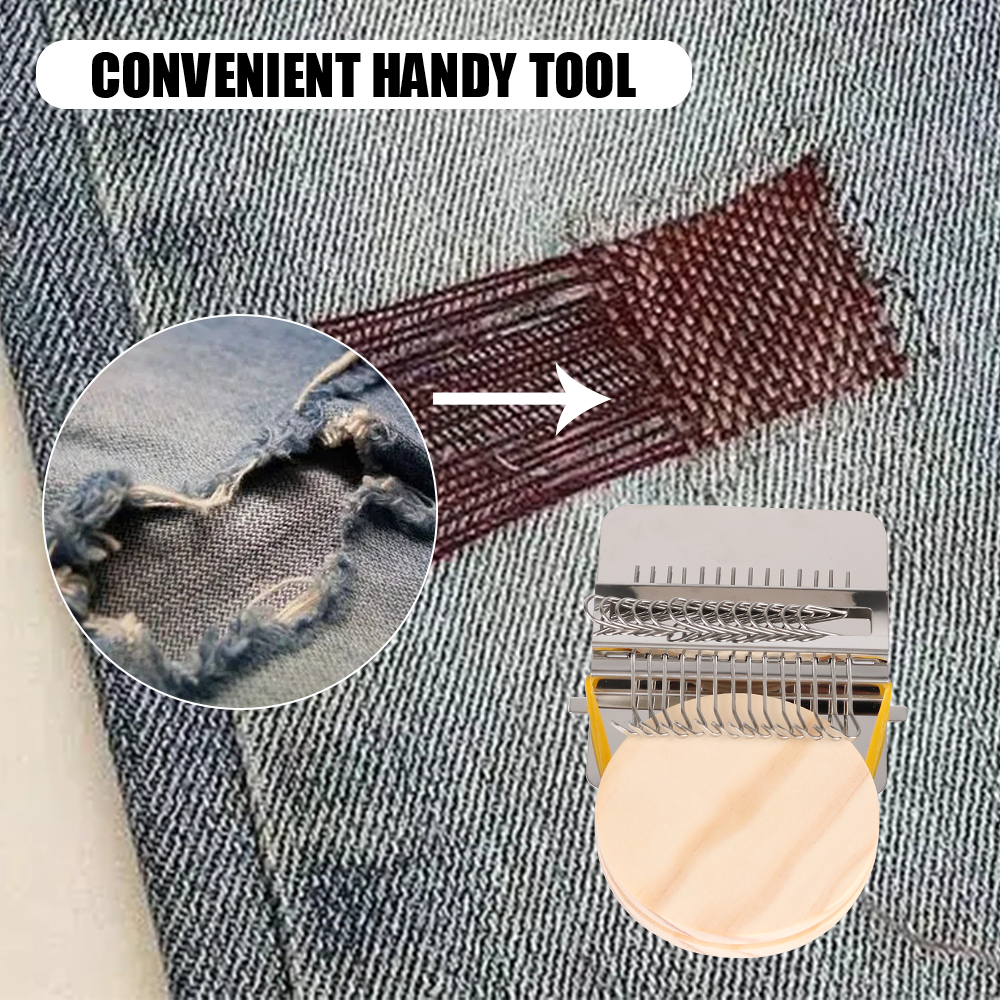 Herramientas de tejer, marco pequeño, telar pequeño, tapiz manual, telar de madera, marco de tejer, máquina de zurcir para reparar ropa y pantalones vaqueros