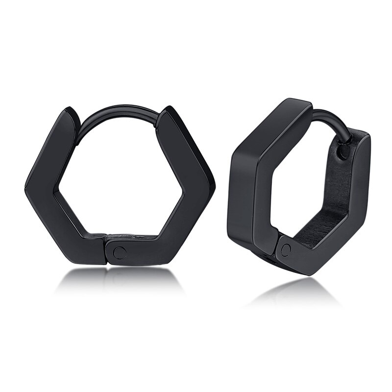 Pendientes de acero inoxidable con forma de triángulo para hombre y mujer, aretes pequeños, Piercing, Piercing, estilo moderno, único: style2 1pair black