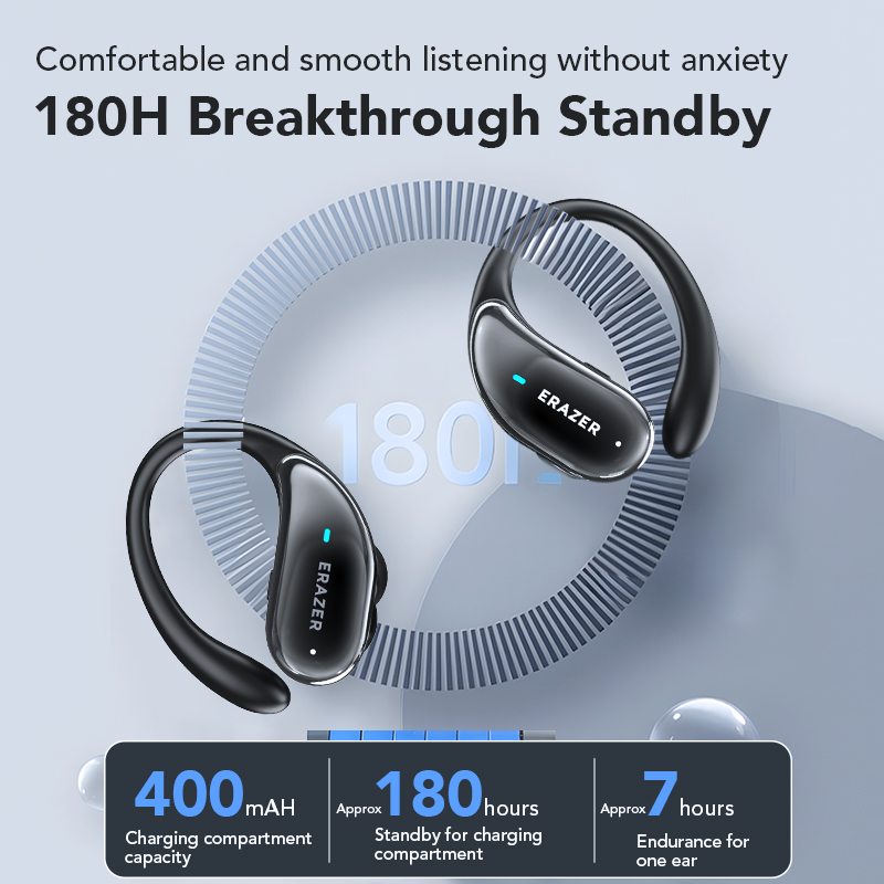 Erazer XT80 Bluetooth-Kopfhörer, kabellose Sportkopfhörer mit Mikrofonen, Tastensteuerung, LED-Leistungsanzeige, Hifi-Stereo-Klang