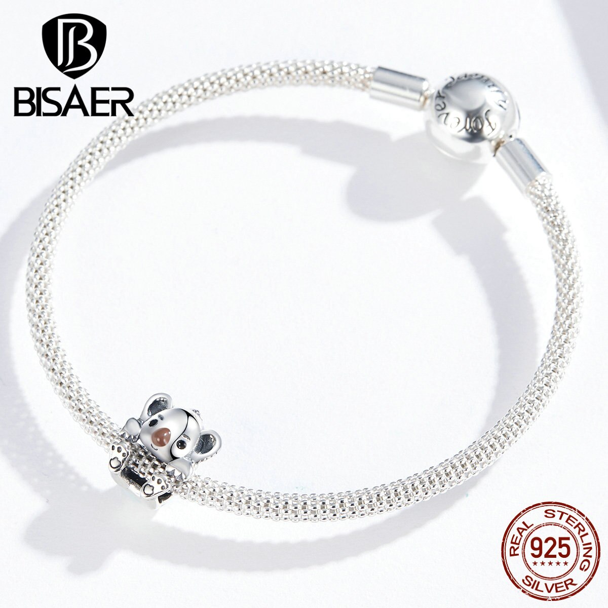 Animal Charms BISAER 925 Sterling Silver Baby Koala Beads Charms fit Charm Bracelets Silver 925 Jewelry Making ECC1304