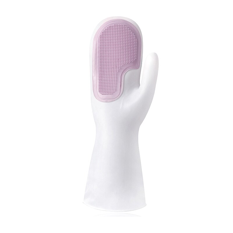 1/2PCS Dishwashing Cleaning Gloves Magic Silicone Rubber Dish Washing Glove for Household Scrubber Kitchen Cleaning Scrub Gloves: 1PC Purple