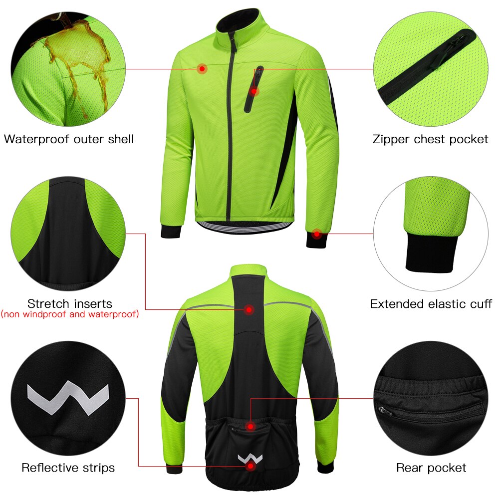 Winter Men Cycling Jacket Waterproof Windproof Thermal Fleece Jacket Coat Bicycle Running Riding Jacket