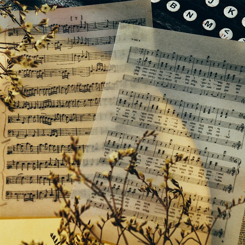 6Pcs Music Note Material Background Paper Junk Journal Diary Planner Scrapbooking Decorative DIY Craft Paper Photo