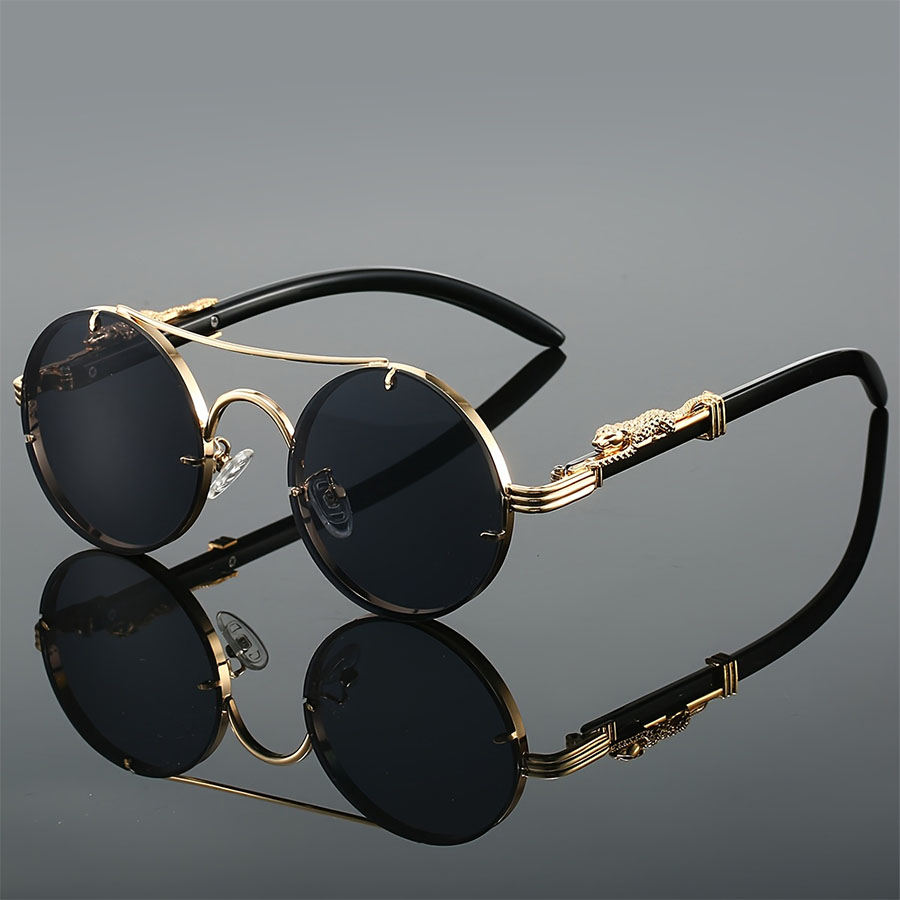 Kammpt vintage redondo óculos de sol masculino moda ponte dupla multicolorido tons feminino retro na moda marca luxo design óculos de sol