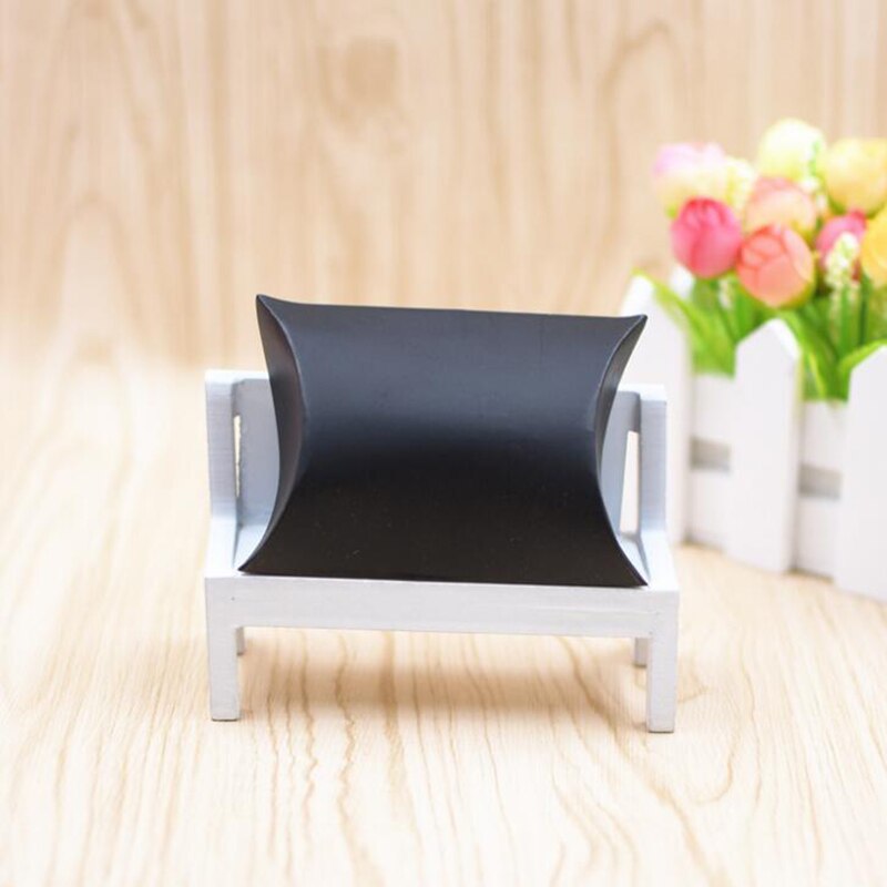 Caja de papel Kraft con forma de almohada para dulces, recuerdo de boda, caja de para pastel de , 50 piezas: Black