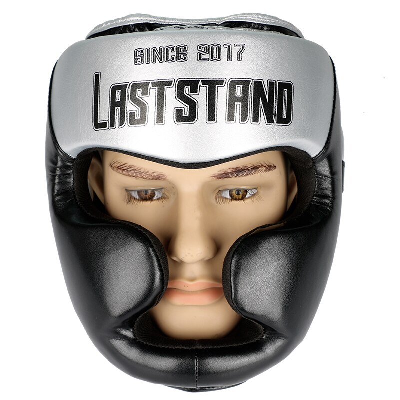 Opłacalne darmowe rozmiar Muay tajski boks Taekwondo MMA kask osłona głowy Karate Sparring Kickboxing ochronne nakrycia głowy: Silver black / L