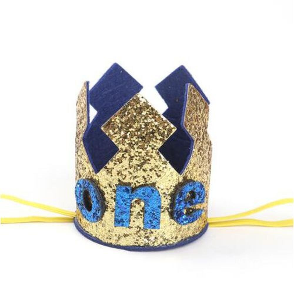 Glitter prins krona guld baby 1st 2nd 3rd år gammal födelsedag en pojke hatt baby shower födelsedagsfest dekoration foto rekvisita: Ao