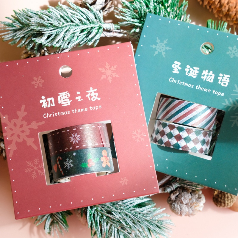 2 stücke Frohe Weihnachten Maskierung Washi Band einstellen Festival Dekorative Klebeband Decora Diy Scrapbooking Aufkleber Etikett Schreibwaren