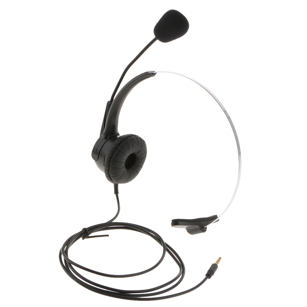 Monaural Headset with Mic, 3.5mm Plug, Compatible for Mobile Phone &amp; Laptop
