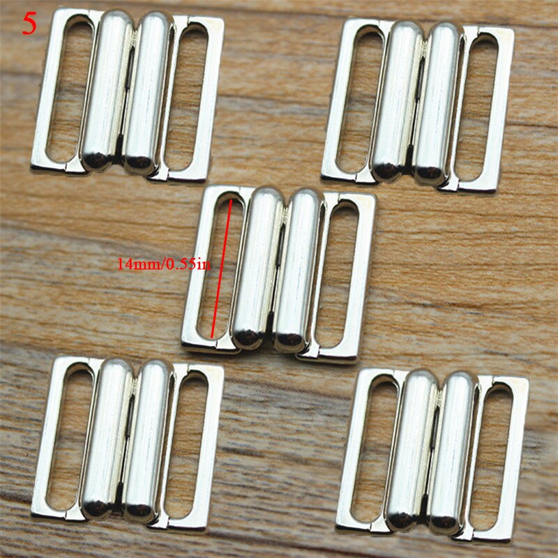 5 stk diy legering bh justering spænde clip badetøj bikini front lukning bh spænde metal sølv bh tilbehør: 5