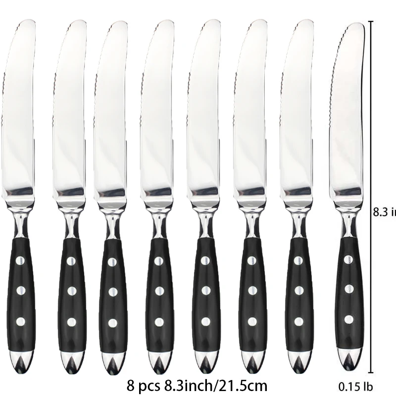 Cubiertos clásicos y elegantes de acero inoxidable, juego de 4/6/8 piezas, cuchillo deportivo de , cuchillo para carne con horquilla completa, juego de cubiertos creativos: Rosa