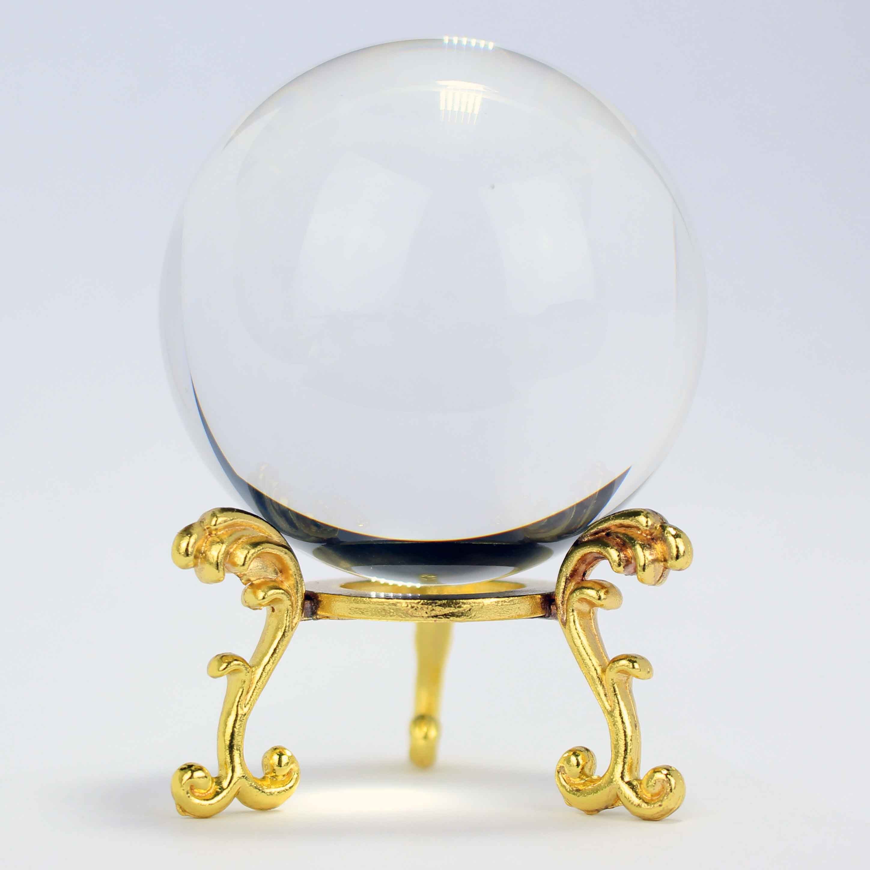 60/70/80Mm Crystal Ball Fotografie Fengshui Magic Glas Bal Home Decor Glas Sphere Bola De Cristal: 80mm / golden base