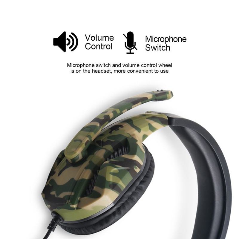 Auriculares profesionales de camuflaje para Gaming, auriculares montados estéreo para ordenador, para PS4, PS3, Xbox Switch, 3,5mm