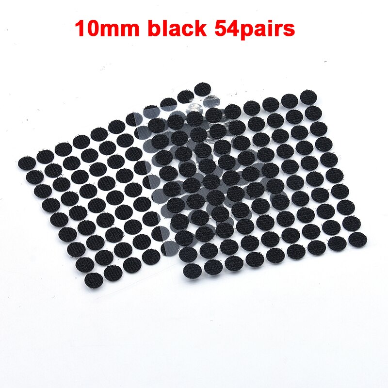 Kleurrijke Klittenbandsluitingen Lijm 10-30 Mm Zelfklevende Tape Haak Lus Nylon Magic Boob Tape Sticker Thuisgebruik Sterke lijm 100Pairs: 10mm black 54 pairs