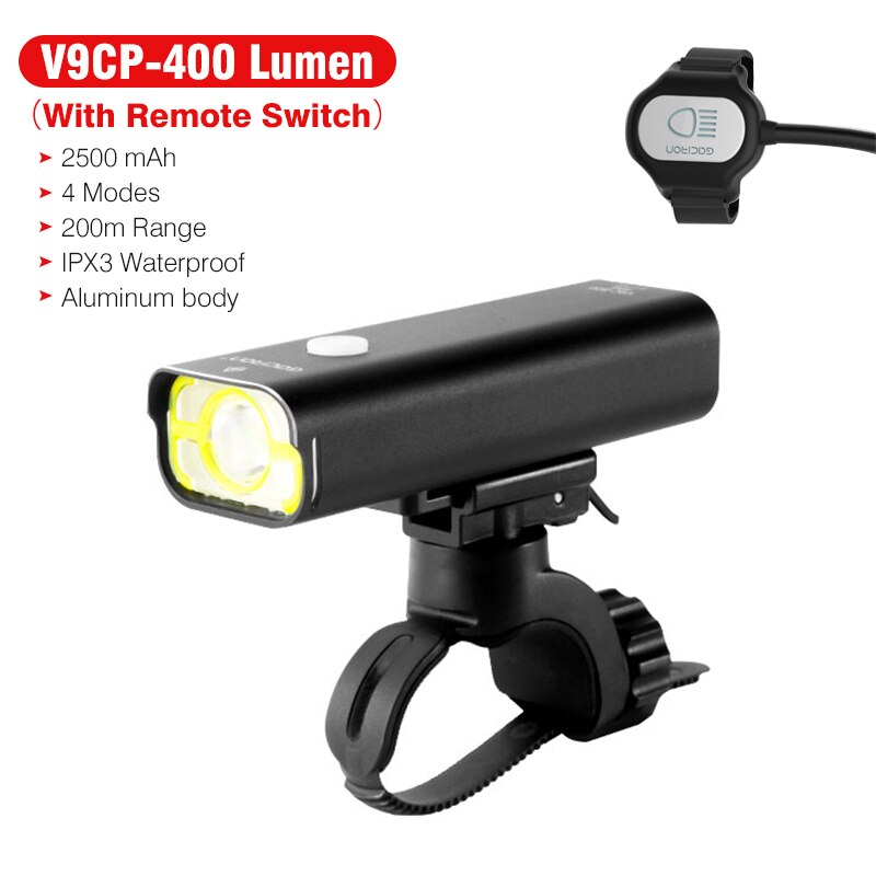 GACIRON-faro delantero para bicicleta V9C 800, con interruptor remoto de cable, IPX6 resistente al agua, recargable, para competición: V9C-400 Switch