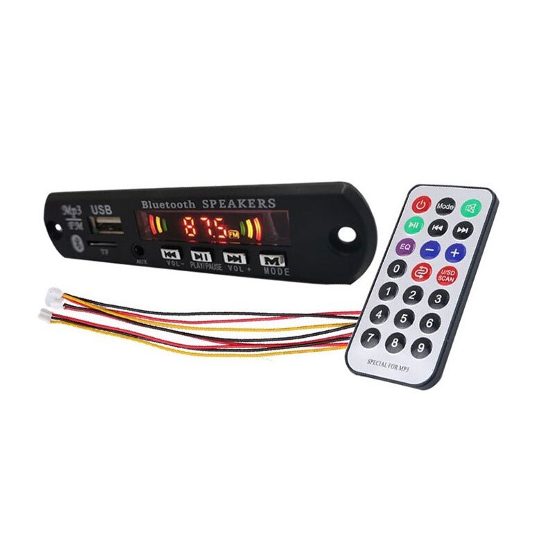 Reproductor MP3 USB para coche, 12V, Bluetooth 5,0, ranura para placa decodificadora/USB/tarjeta remota FM